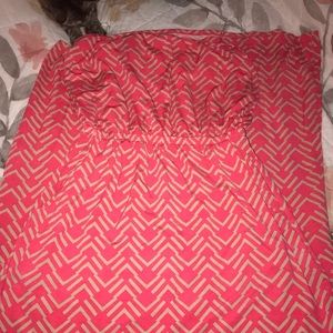 Pink and tan strapless maxi dress WITH pockets